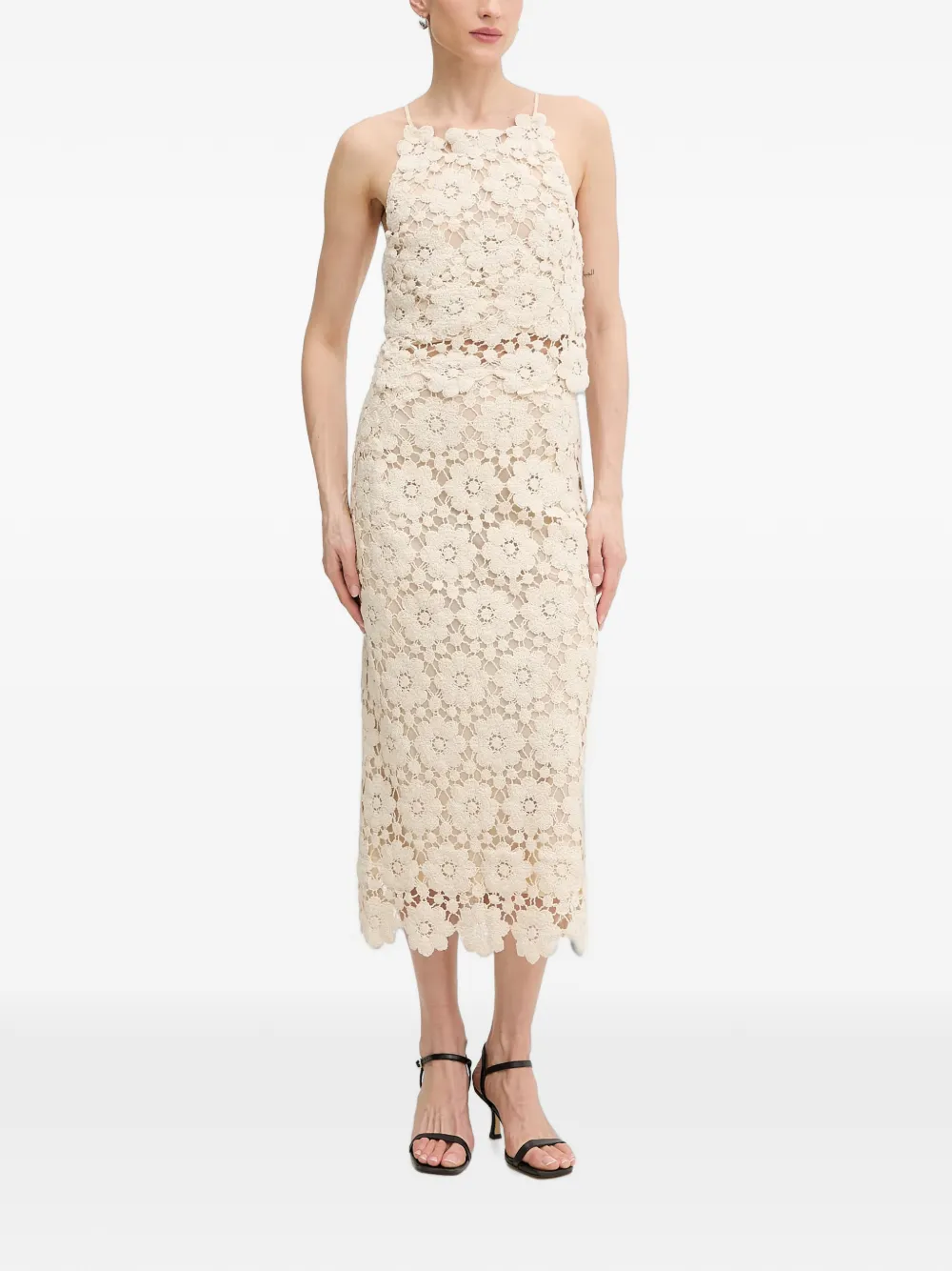 Bardot Veneta gehaakte haltertop Beige