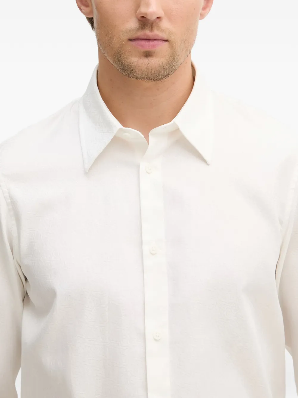 Armani Exchange Overhemd met logopatroon en lange mouwen Wit