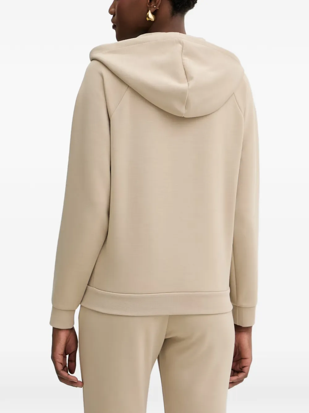 Armani Exchange Hoodie met rits en logo met stras Beige
