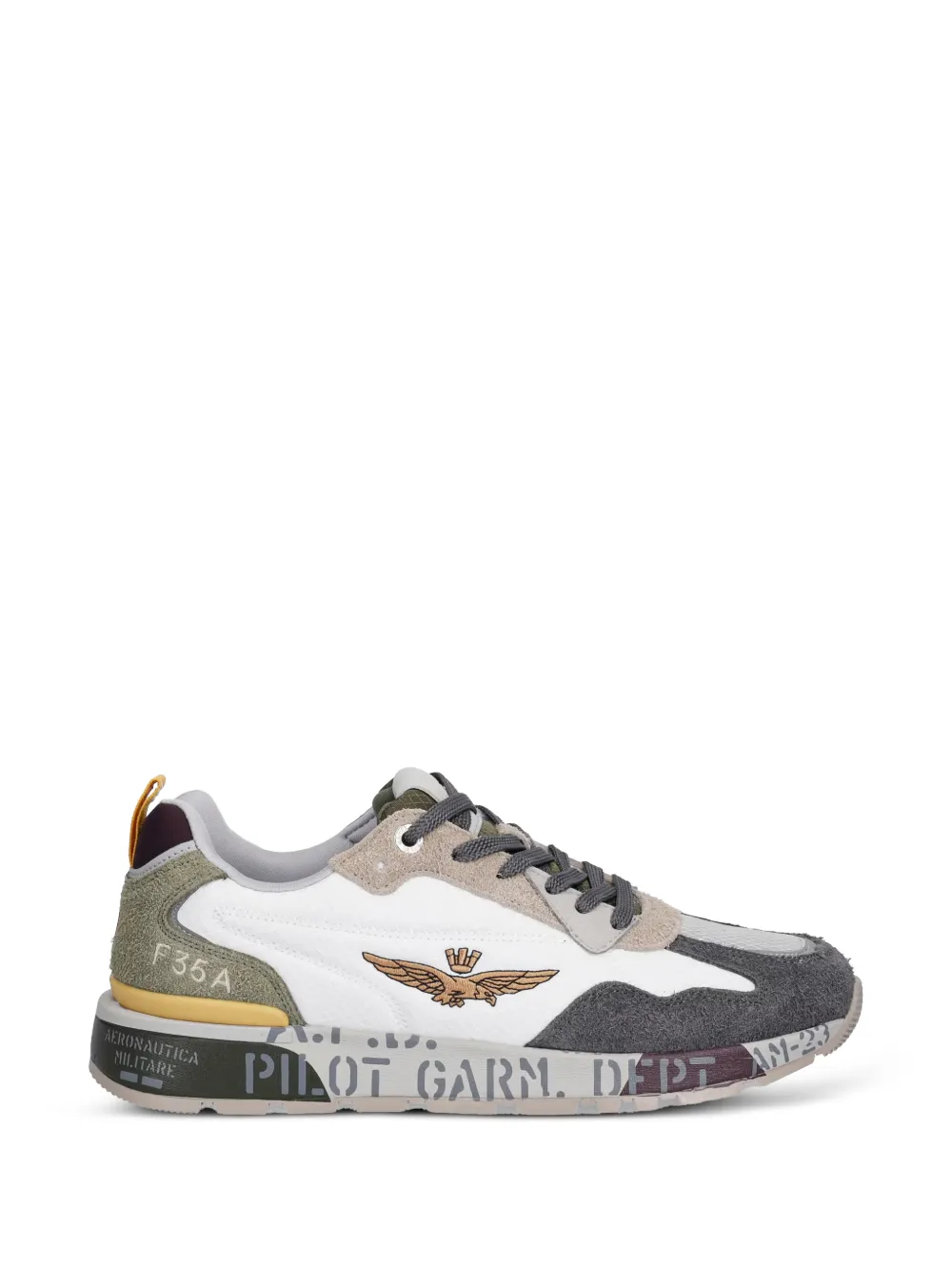 Aeronautica Militare logo-embroidered panelled sneakers - Weiß