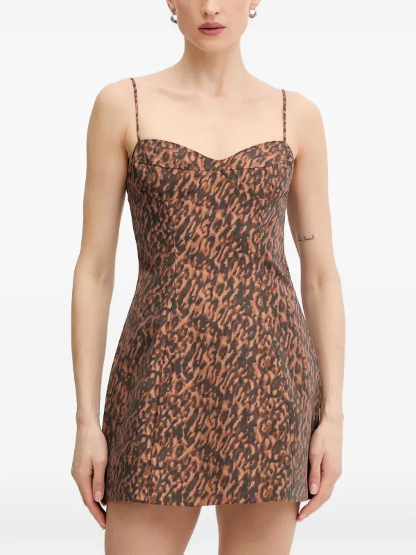 Bardot Marcello leopard-print sweetheart-neck Mini Dress | Brown