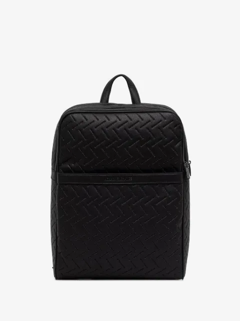 Armani Exchange embossed-logo grained-effect backpack