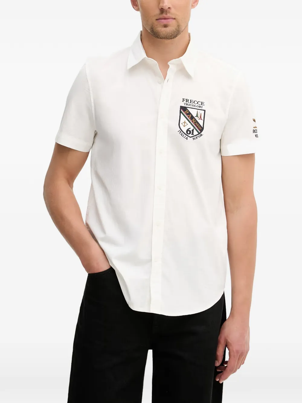 Aeronautica Militare logo-patch short-sleeve shirt - Weiß