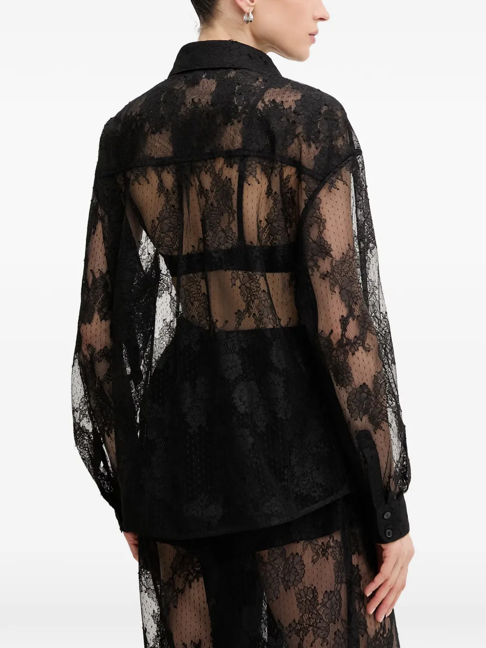 Bardot Aleida blouse met bloemenkant Zwart