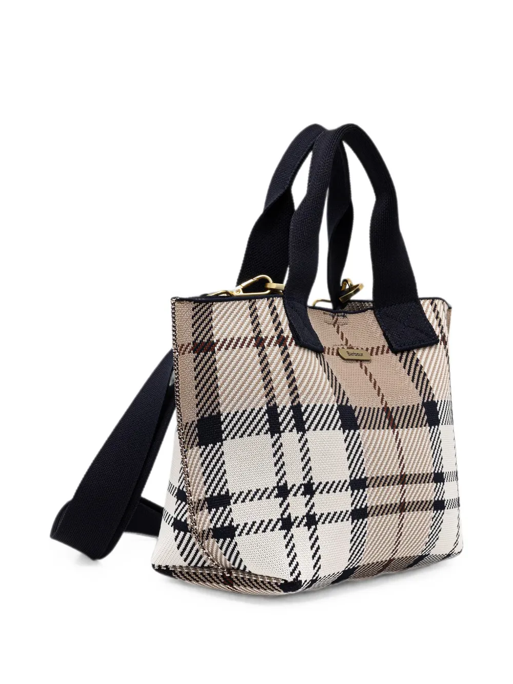Barbour Layla Tartan shopper met verstelbaar bandje Beige