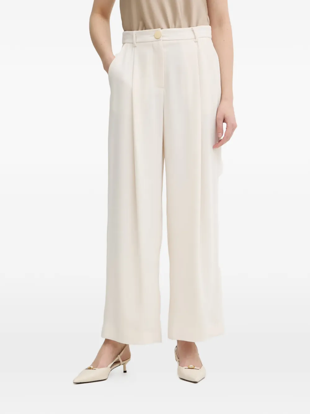 Armani Exchange pleated wide-leg trousers - Bianco