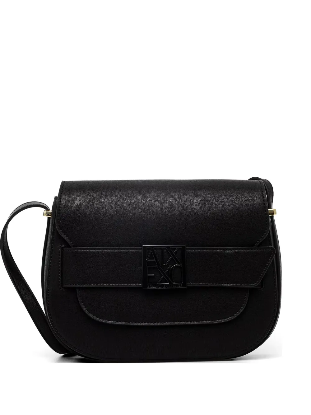 Armani Exchange Susy logo-plaque foldover saddle bag - Nero