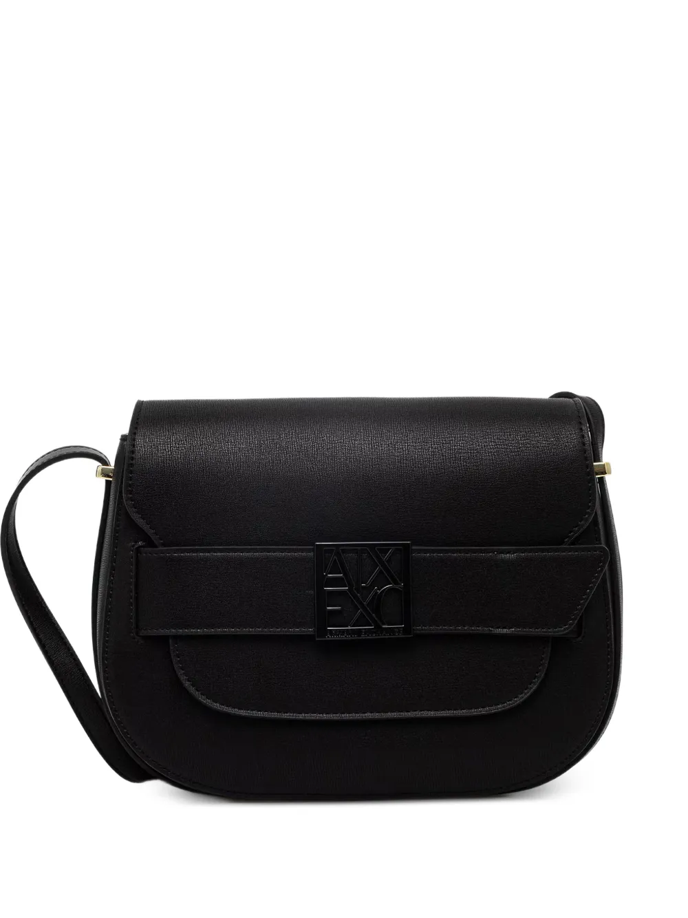 Armani Exchange Susy logo-plaque foldover saddle bag - Nero