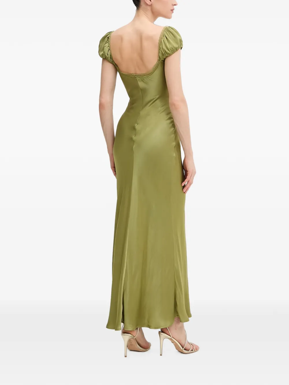 Bardot Stasia maxi-jurk met kanten afwerking en pofmouwen Groen