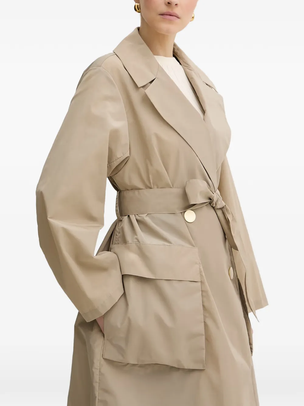 Armani Exchange Trenchcoat met dubbele rij knopen en ceintuur Beige