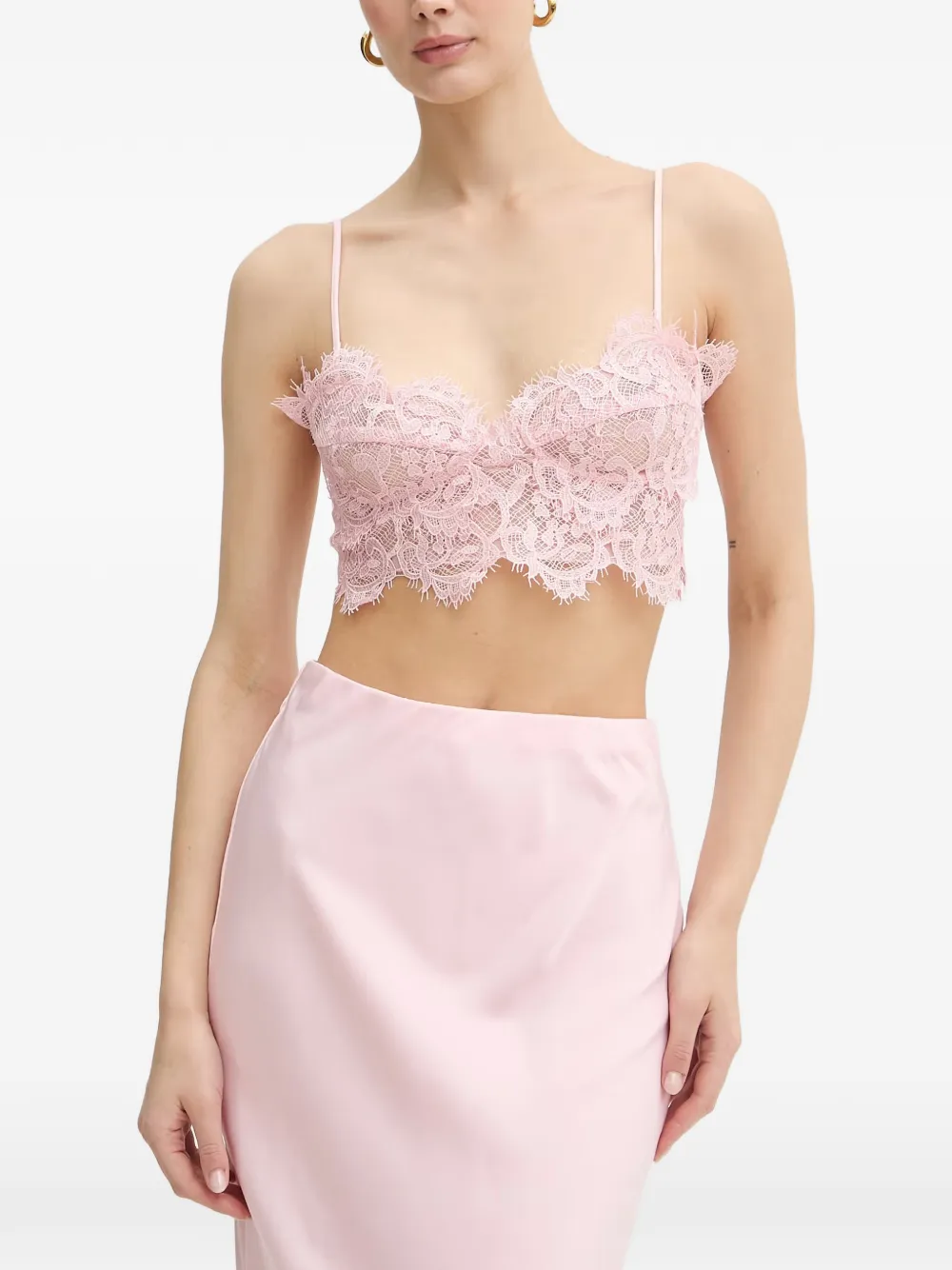 Bardot Linella lace-trim crop top - Rosa