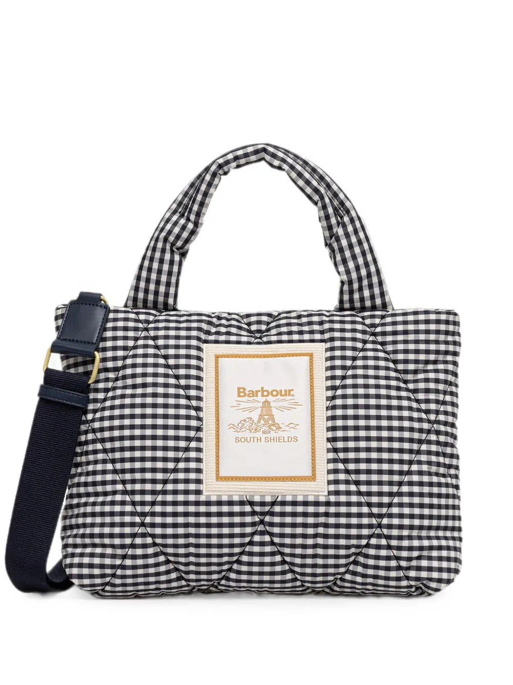 Barbour Riah Gingham-check Quilted Tote Bag In Pink