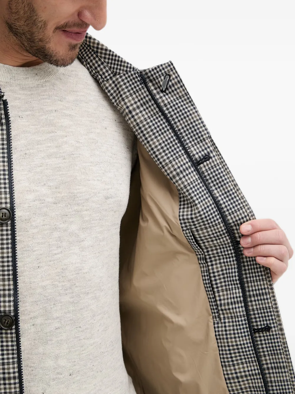 Barbour Roking geruite jas met enkele rij knopen Beige
