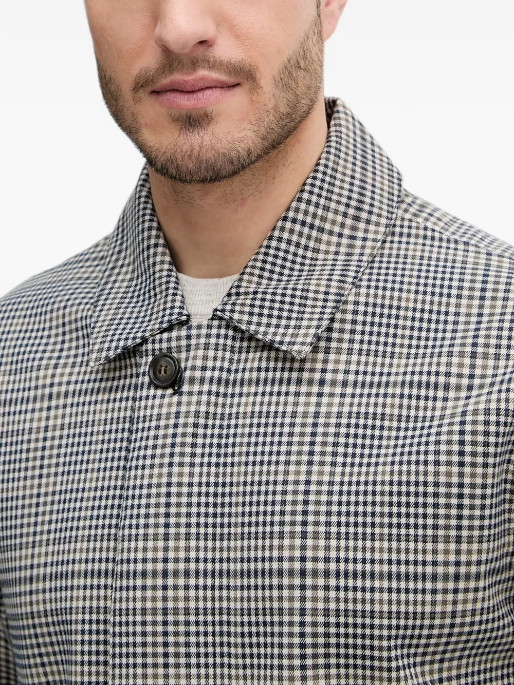 Barbour Roking geruite jas met enkele rij knopen Beige