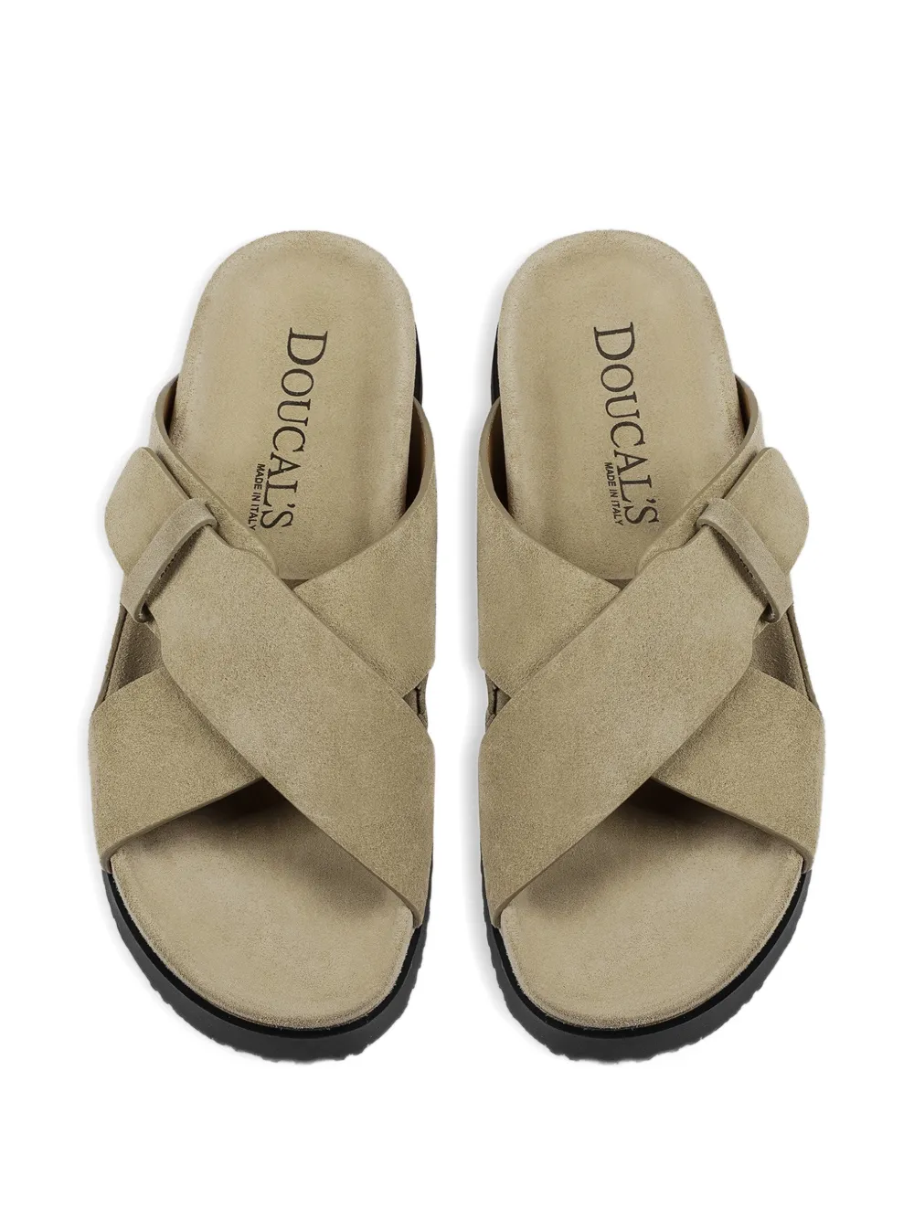 Doucal's crossover-strap suede sandals Beige