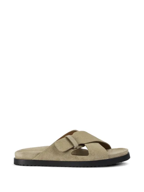 Doucal's crossover-strap suede sandals