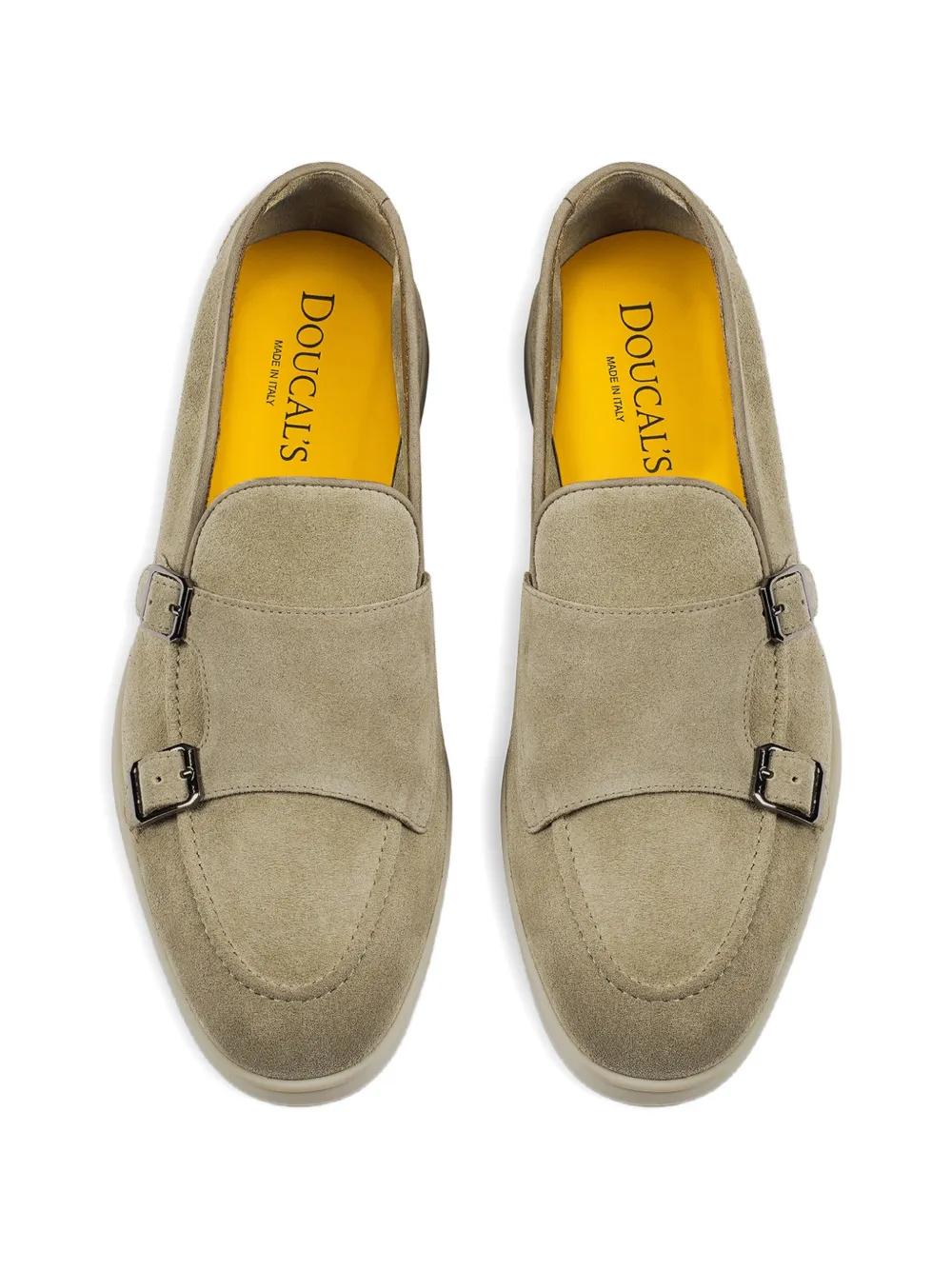 Doucal's double-buckle suede loafers Beige