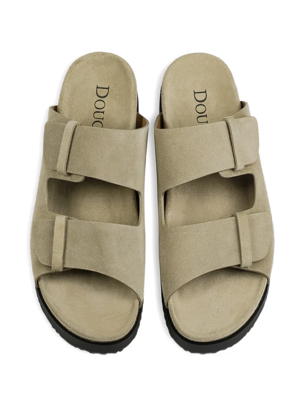 Doucal's double-strap suede sandals Beige