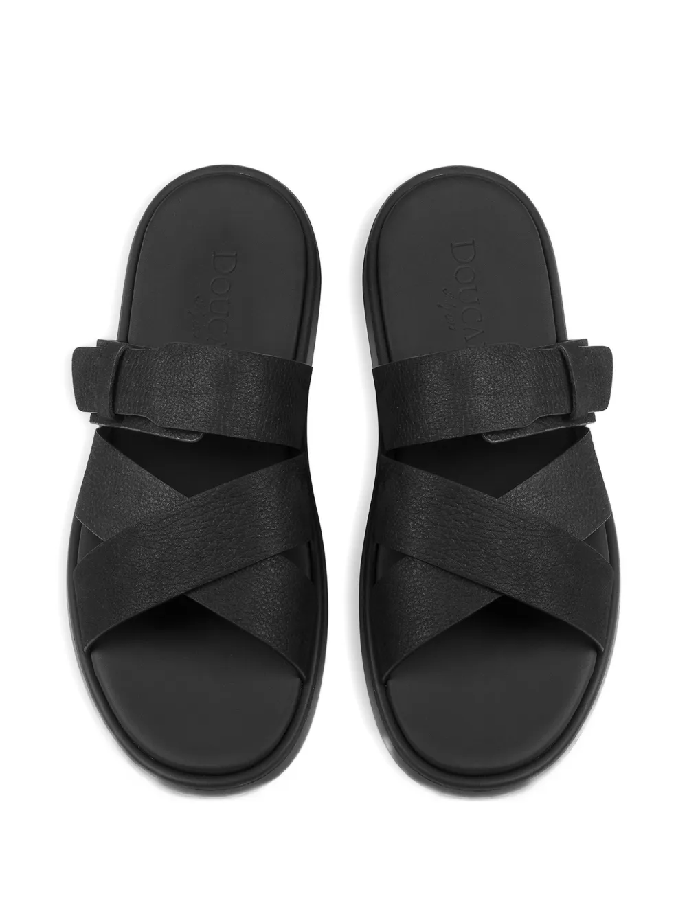 Doucal's crossover touch-strap sandals Zwart