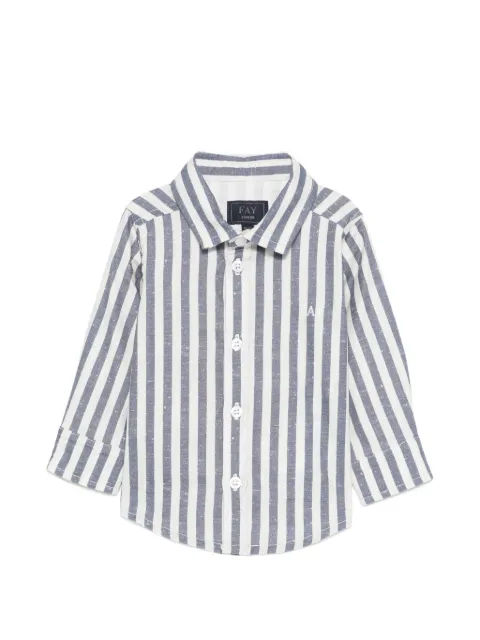 Fay Kids vertical-stripe logo-embroidered shirt