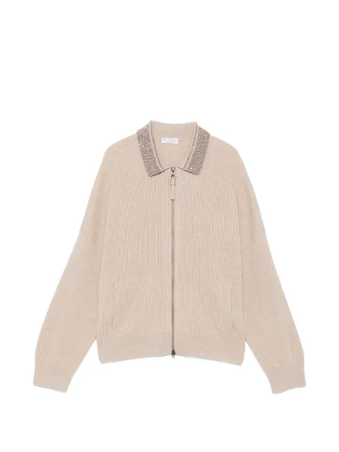Brunello Cucinelli — collar-embellished zip-up cardigan