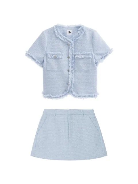b+ab frayed bouclé shorts set