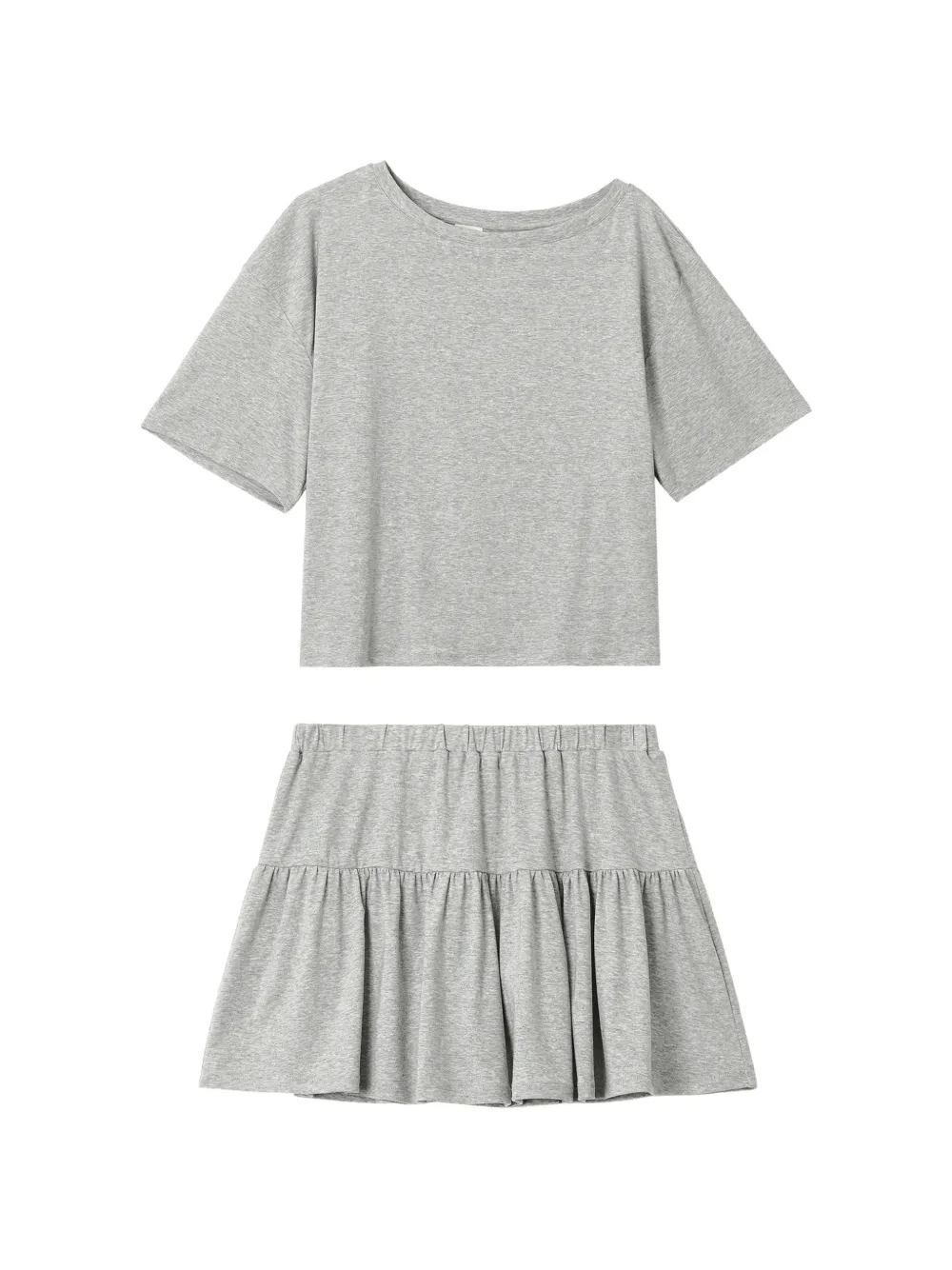 b+ab tiered-skirt pajama set - Grau