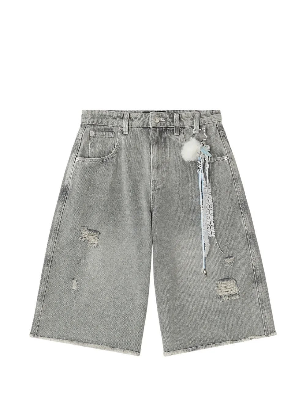 Mini Cream distressed shorts - Grigio