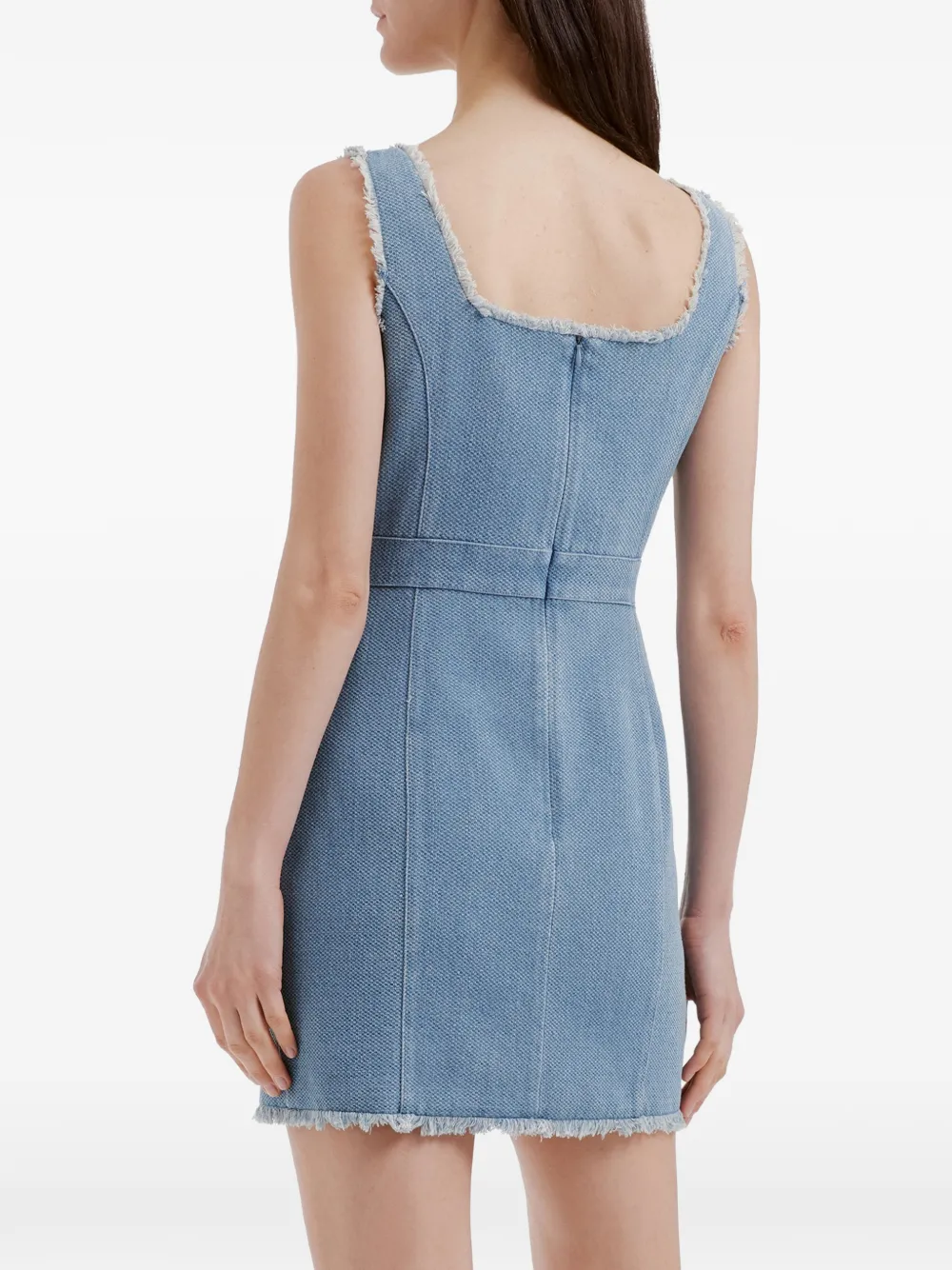 b+ab Button-up mini-jurk met franje afwerking Blauw