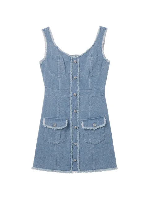 b+ab frayed-edge button-up mini dress