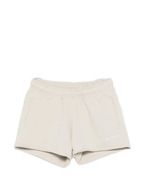 WRSTBHVR Itia logo-embroidered raw-cut shorts