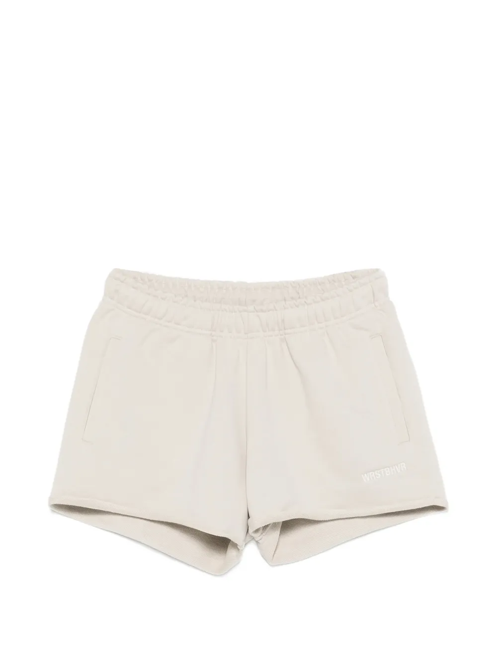 WRSTBHVR Itia logo-embroidered raw-cut shorts - Toni neutri
