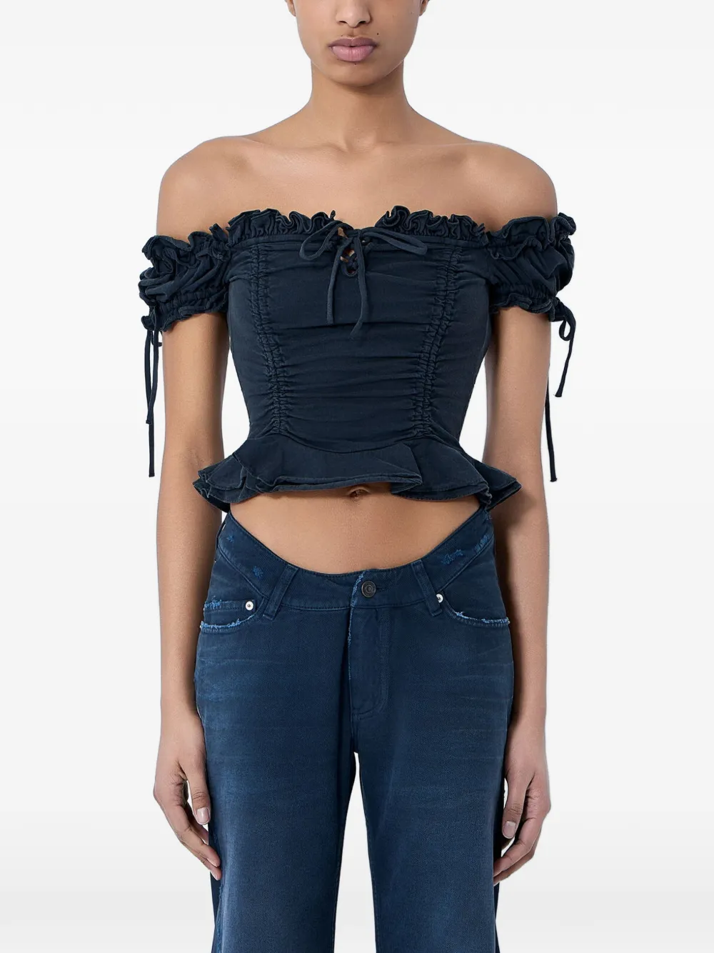 Balenciaga gathered cropped Top - Schwarz