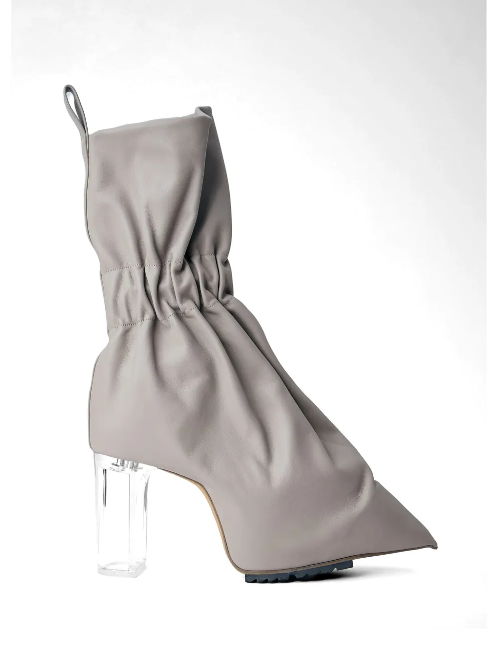 Rick Owens gathered transparent block-heel boots Beige