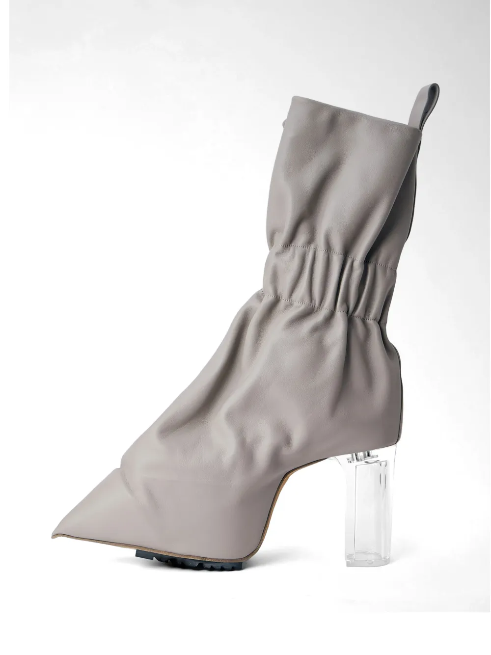 Rick Owens gathered transparent block-heel boots Beige