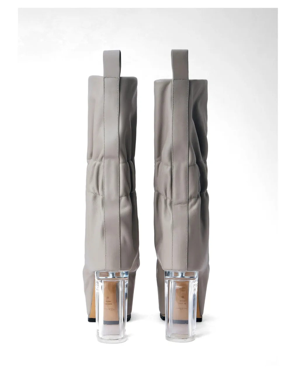 Rick Owens gathered transparent block-heel boots Beige