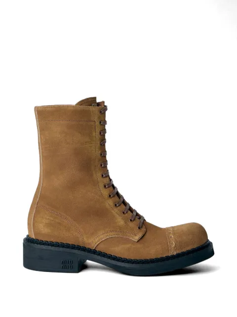 Miu Miu embossed sole lace-up boots