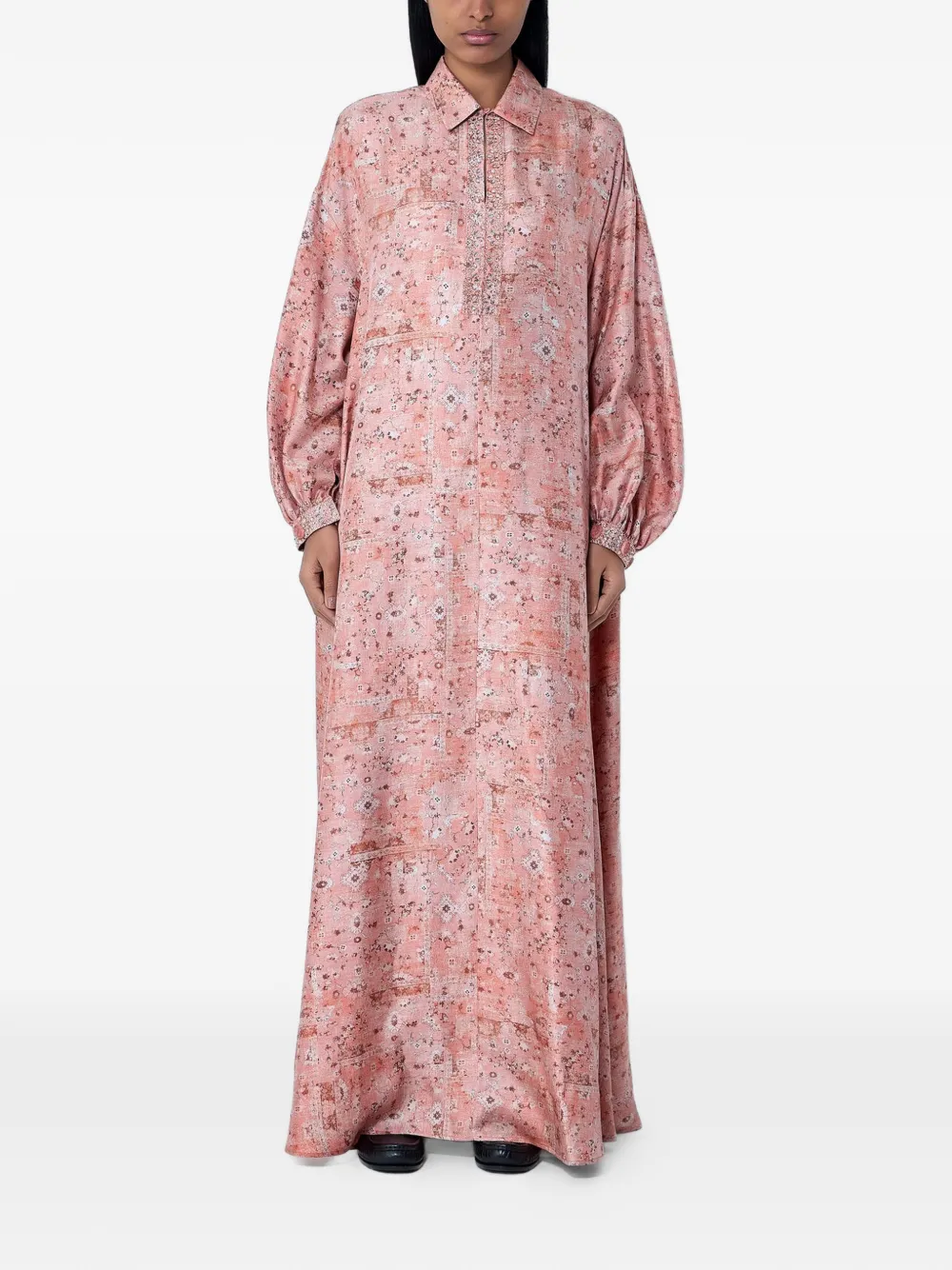 Max Mara button-placket long-sleeved maxi dress - Pink