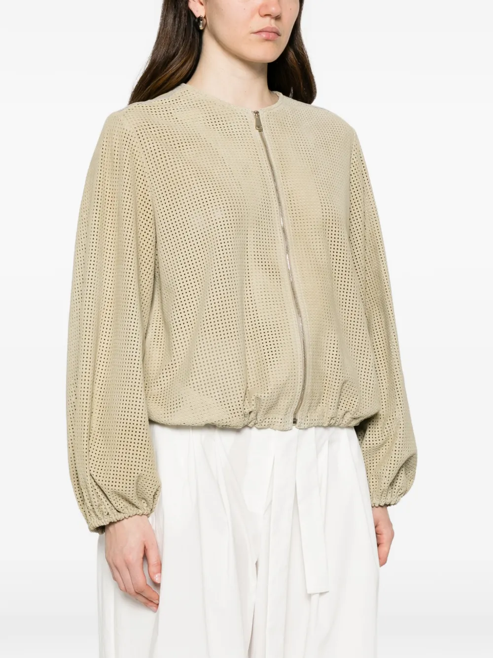 Fabiana Filippi Jack met geperforeerd design en rits Beige