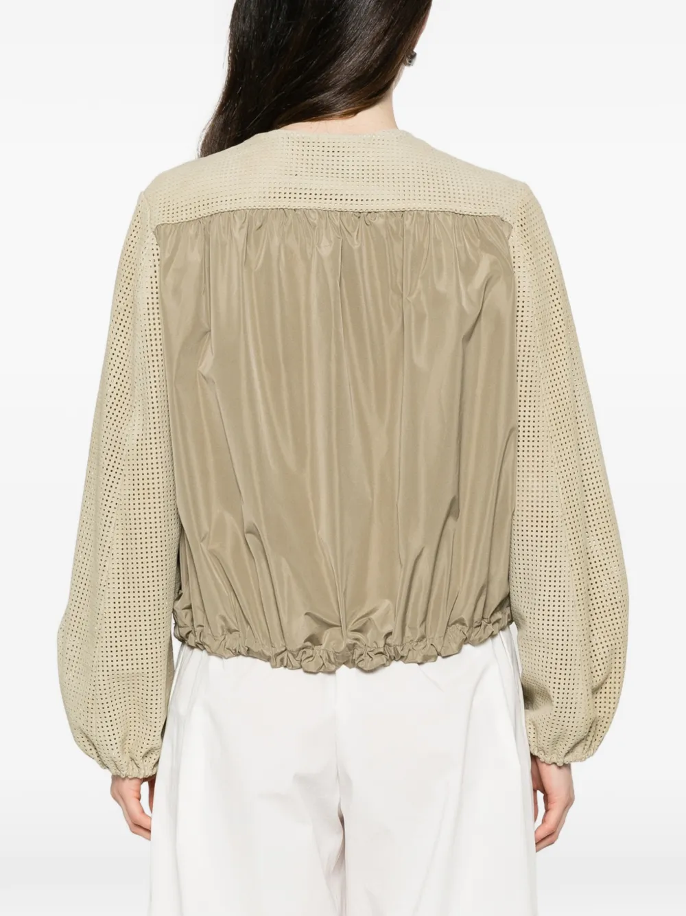 Fabiana Filippi Jack met geperforeerd design en rits Beige
