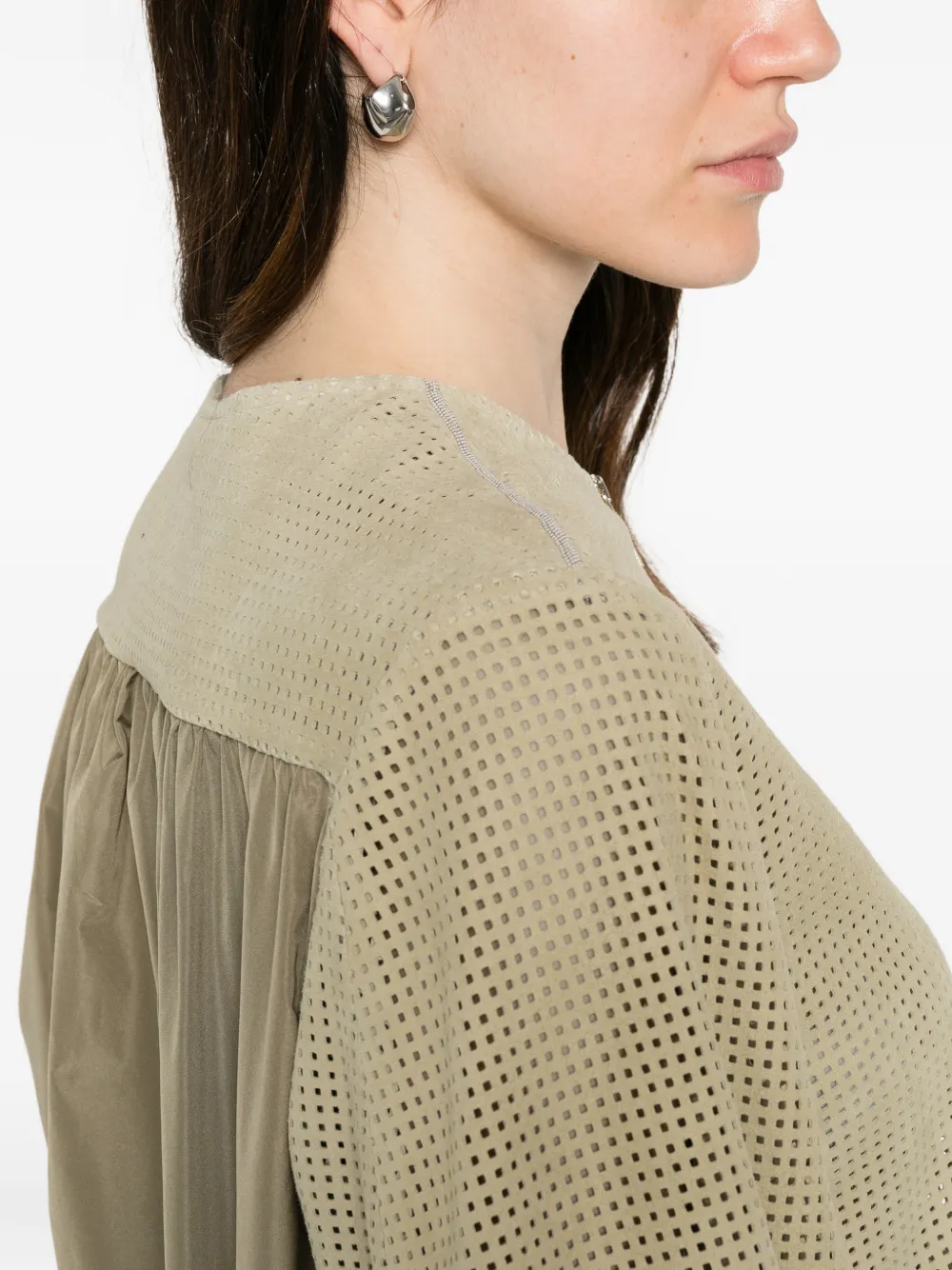 Fabiana Filippi Jack met geperforeerd design en rits Beige