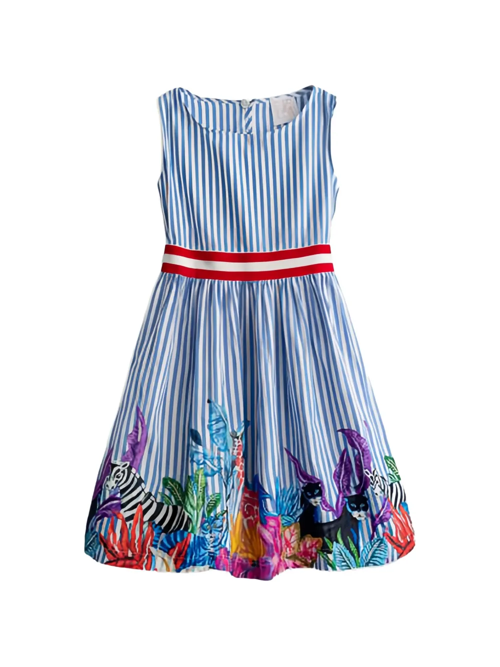 Stella Jean Kids striped animal-print dress - Blue
