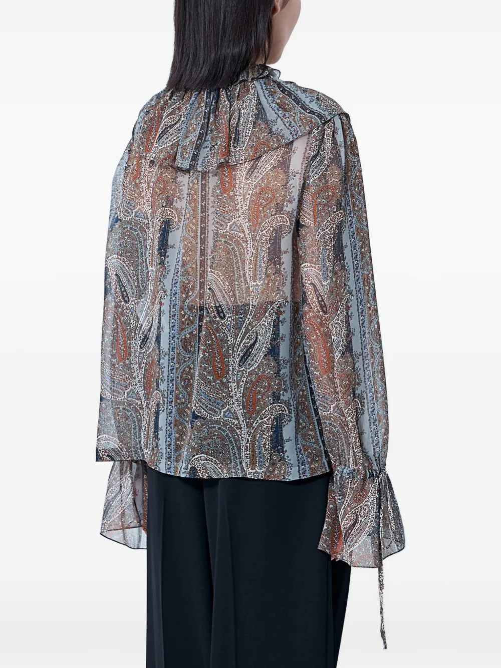Saint Laurent Pierrot blouse met trekkoord kraag Blauw