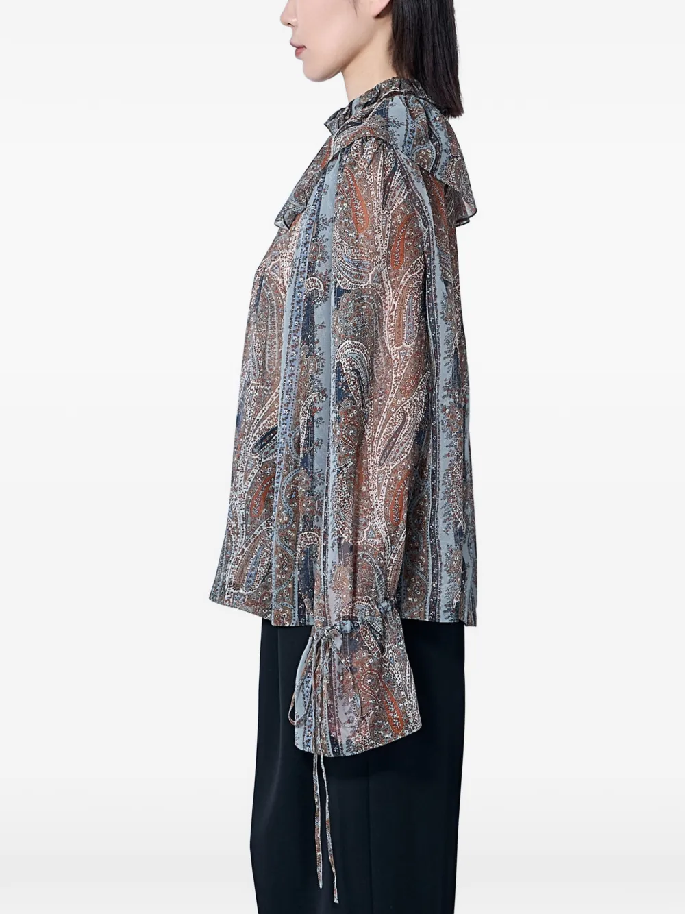 Saint Laurent Pierrot blouse met trekkoord kraag Blauw
