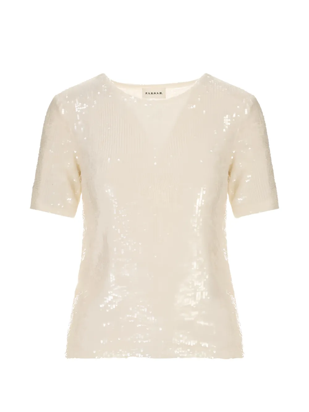 P.A.R.O.S.H. sequin-embellished short-sleeve T-shirt - Toni neutri
