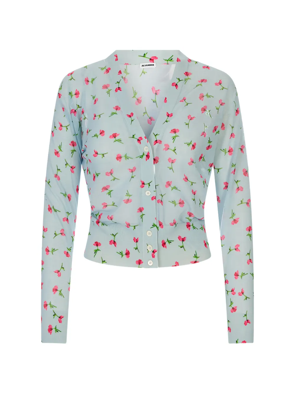 Jil Sander floral-print V-neck cardigan - Blue