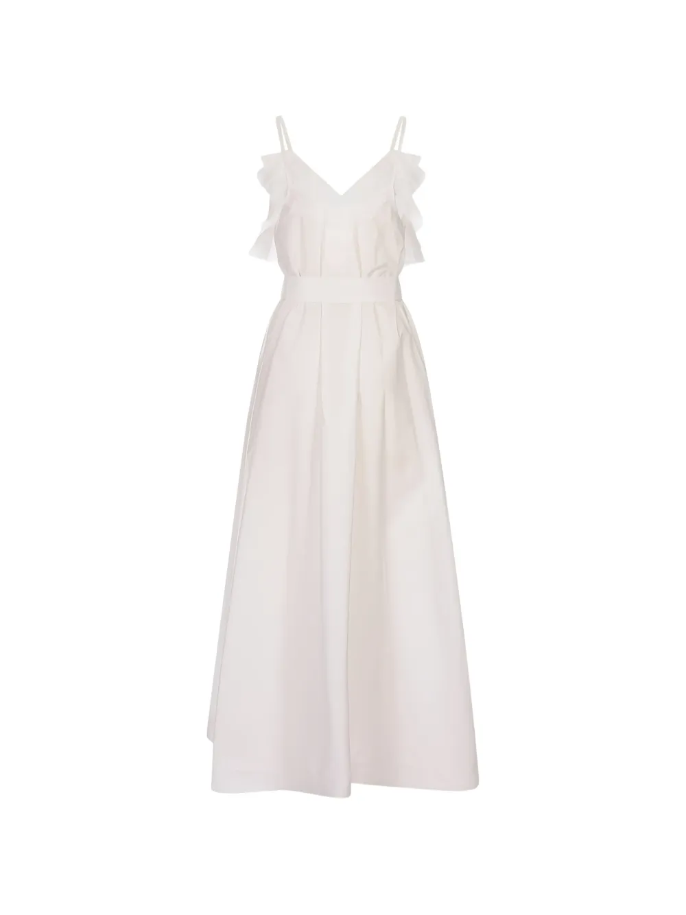 P.A.R.O.S.H. ruffled-trim belted maxi dress - Bianco