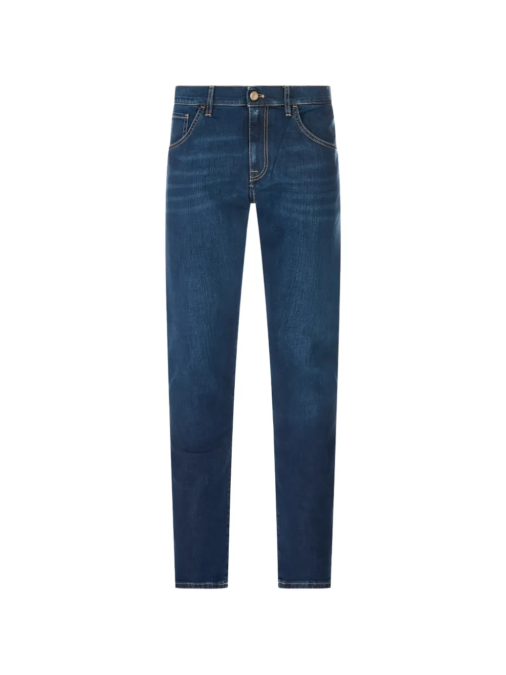 PT Torino logo-patch whiskered slim-fit jeans - Blau
