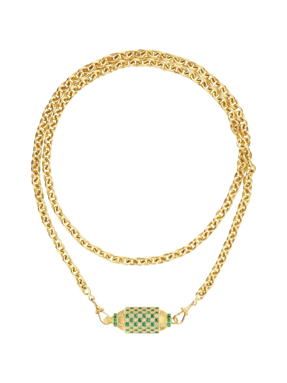 Marie Lichtenberg Check emerald and diamond locket necklace - Oro