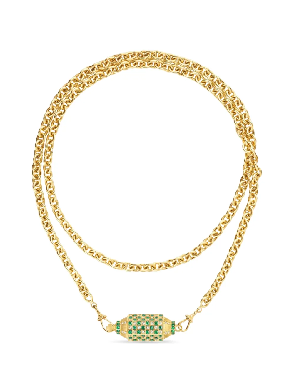 Marie Lichtenberg Check emerald and diamond locket necklace - Oro